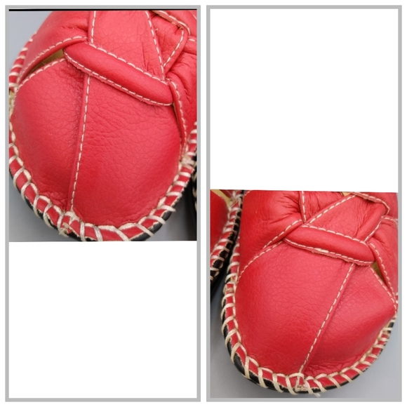 Comfortview Red Faux Leather Mules Buckle Knot Stitching 7W Vintage - Picture 9 of 12